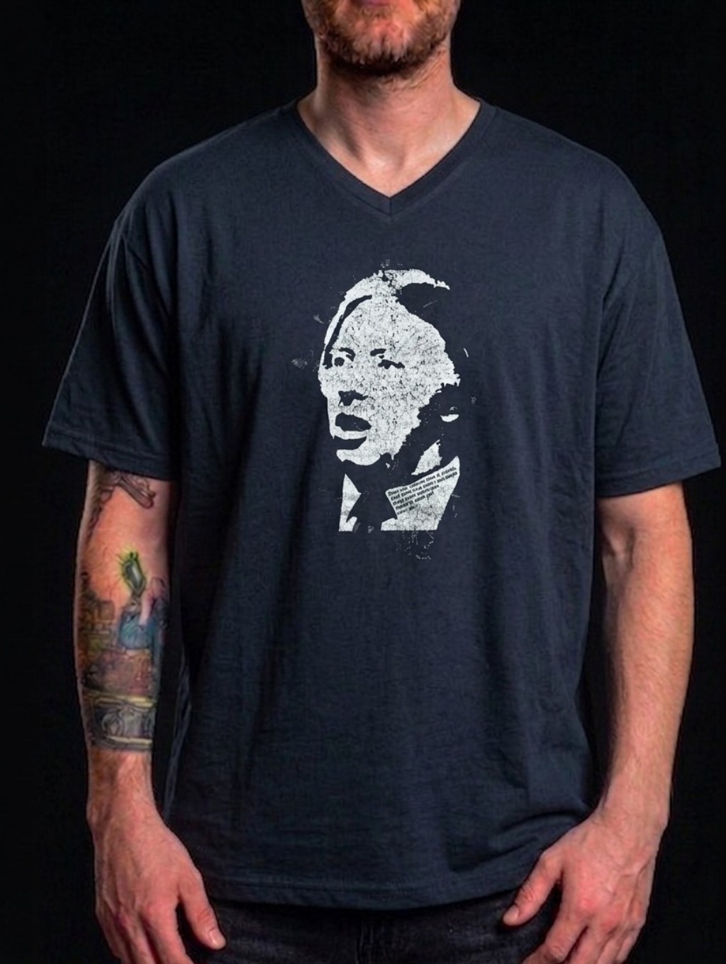 Arthur Scargill "Direct Action" Graphic V-Neck T-Shirt Black Starworld 2xl